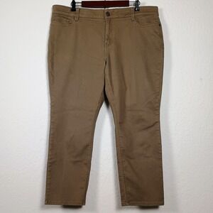 Liz Claiborne‎ Women's 18PS Sarah Slim Leg Mid-Rise Dark Khaki Pants Stretch